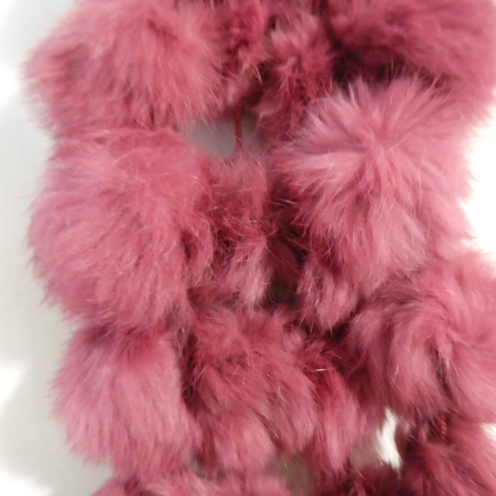 LES NANA by TRICOTTO Stunning burgundy pom pom scarf, really soft BNWOT - Picture 6 of 10